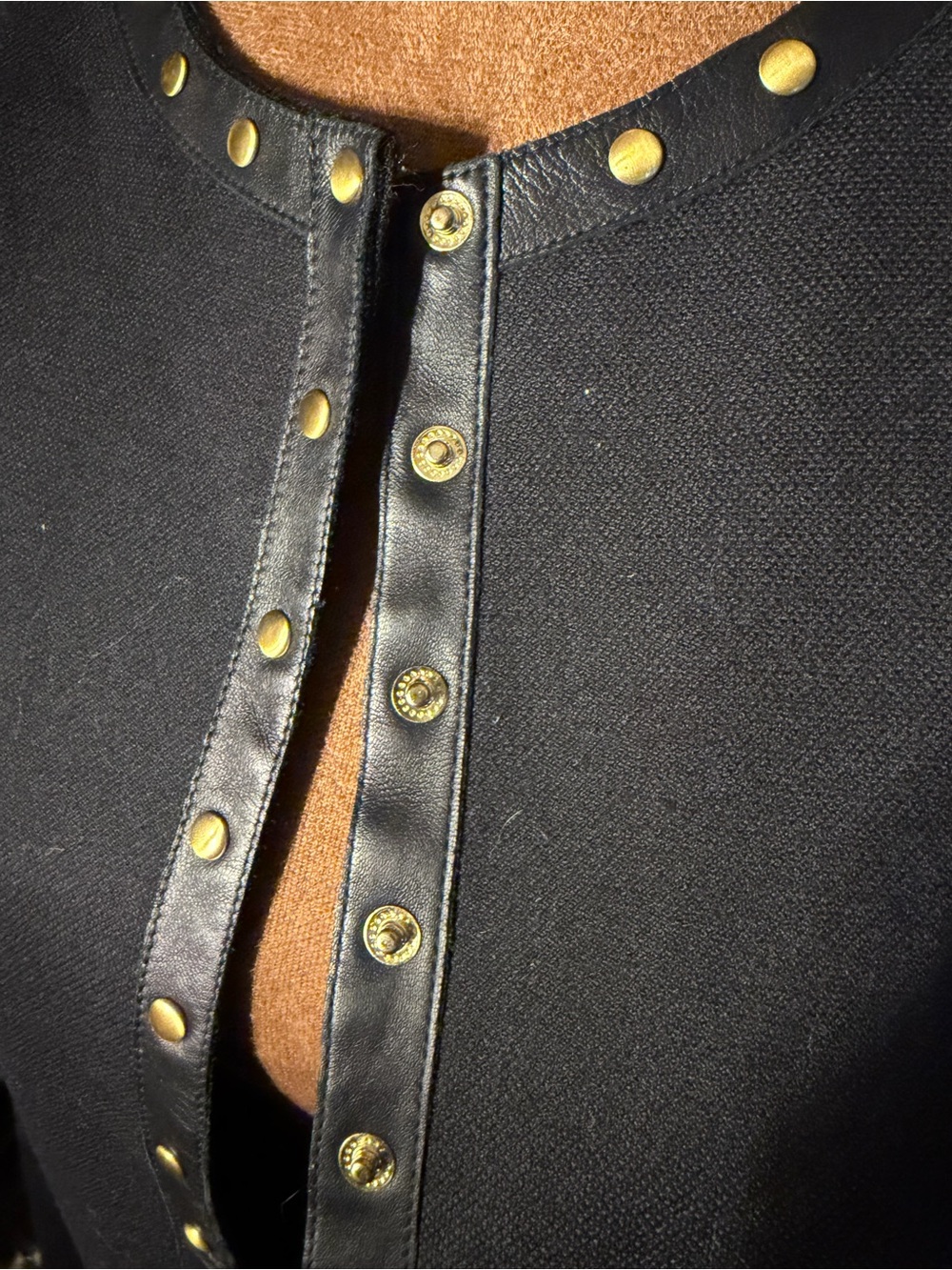 Worth Black Open-Front Blazer with Gold Stud Trim - Picture 2 of 4